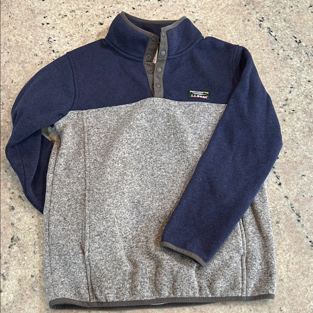 Boys L.L. Bean Blue and Gray Fleece Pullover